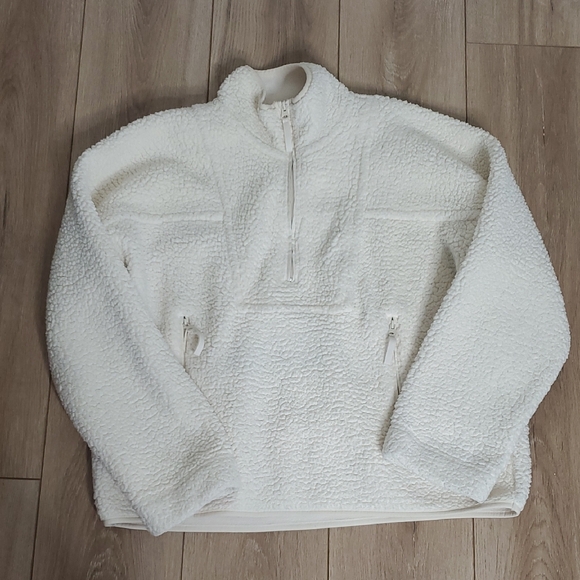 VINCE TEDDY PULLOVER HALF ZIP COZY IVORY SHERPA SIZE XL - Picture 3 of 10